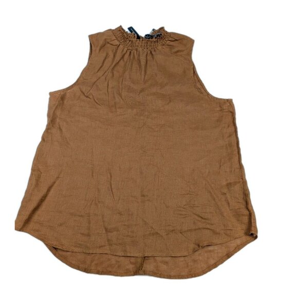 NWT Harve Bernard Blouse Top Women's Large Pure Linen Sleeveless brown tone - Picture 10 of 10